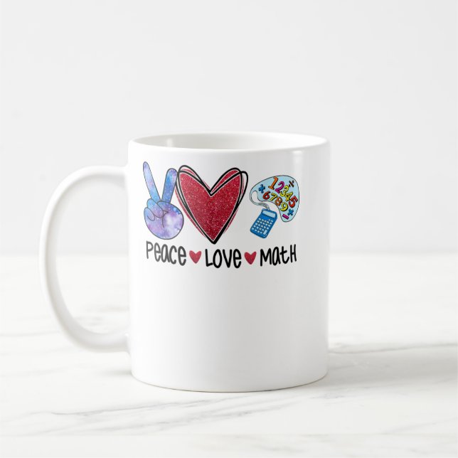 Taza De Café Maestra divertida de Peace Love Math (Izquierda)