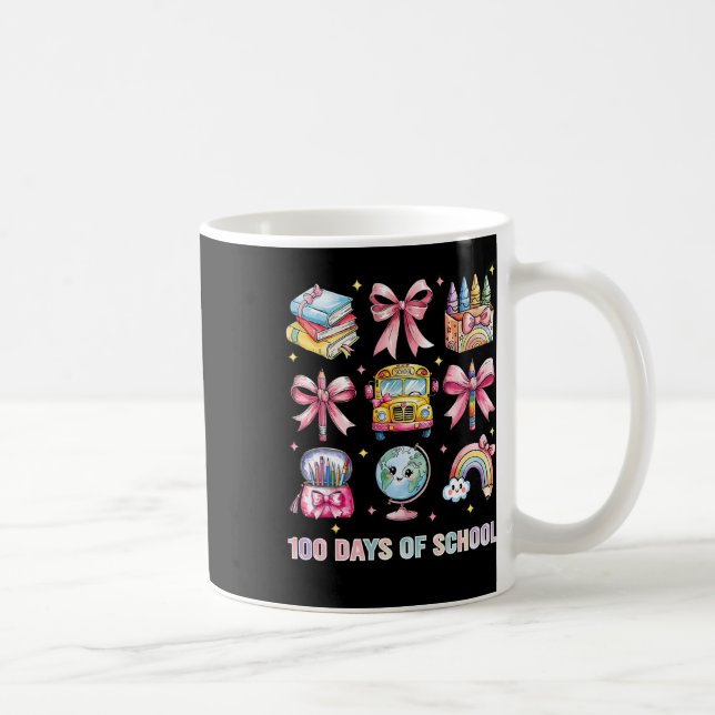 Taza De Café Maestra Estudiante Coquette Bow 100 Días De Escuel (Derecha)
