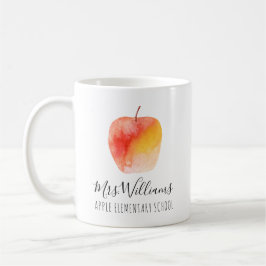 Taza De Café Maestra Nombre Escuela Watercolor Café Apple Mug