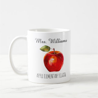 Taza De Café Maestra Nombre Escuela Watercolor Café de Apple Ro