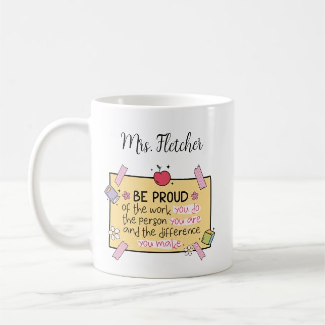Taza De Café Maestra personalizada Cute Be Proud (Izquierda)