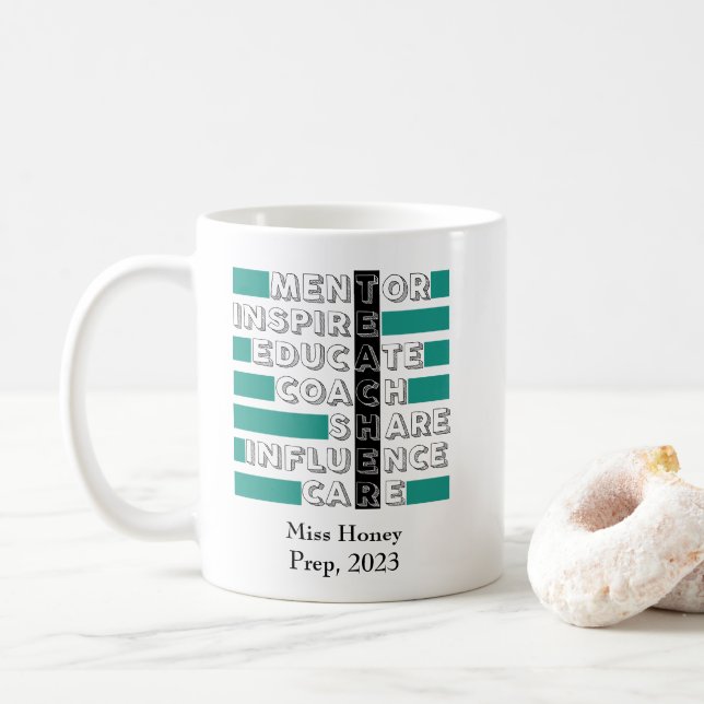 Taza De Café Maestra Personalizado Acróstica Mug. Regalo para e (Con donut)
