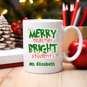 Taza De Café Maestra personalizado Merry Bright Estudiantes Nav