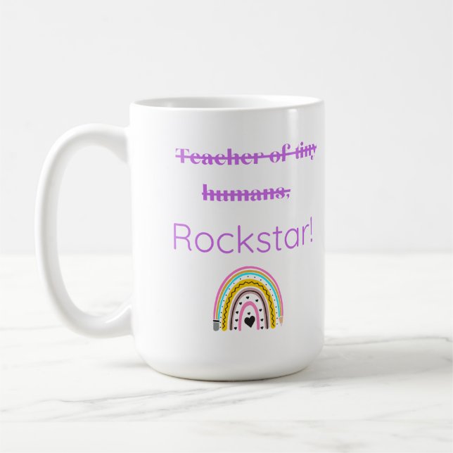 Taza De Café Maestra Rockstar - Fun profesor Mug con arcoiris (Izquierda)