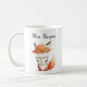 Taza De Café Maestra Zorro Linda Leyendo