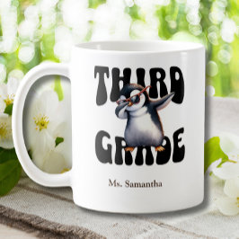 Taza De Café Maestría primaria de tercer grado Dabbing Penguin