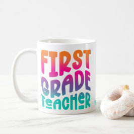 Taza De Café Maestro de 1er Grado Diseño de Texto Ombre Colorid
