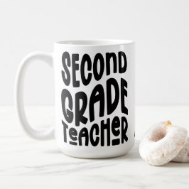 Taza De Café Maestro de Segundo Grado Diseño de Tipografía Negr