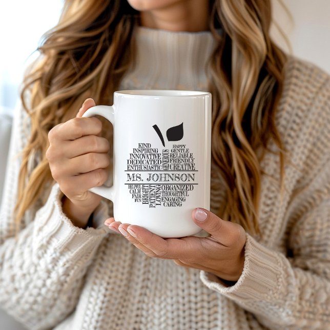 Taza De Café Maestros Apple Typography Black and White (Subido por el creador)
