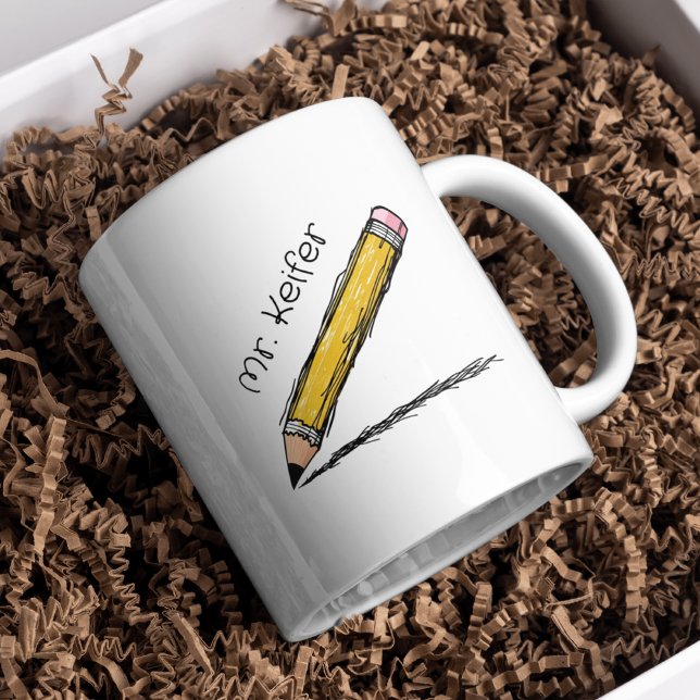 Taza De Café Maestros personalizados con lápiz ilustrado elegan (Subido por el creador)