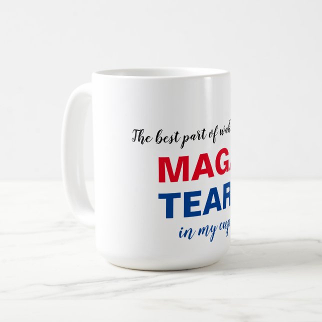 Taza De Café MAGA lágrimas 2020 Perro electoral de Biden Trump (Anverso izquierdo)