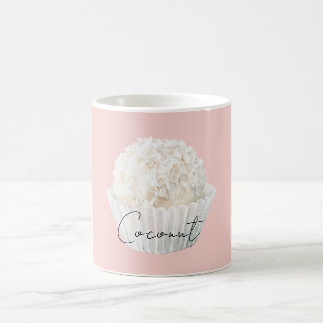 Taza De Café Magdalena de coco blanca rosa (Centro)
