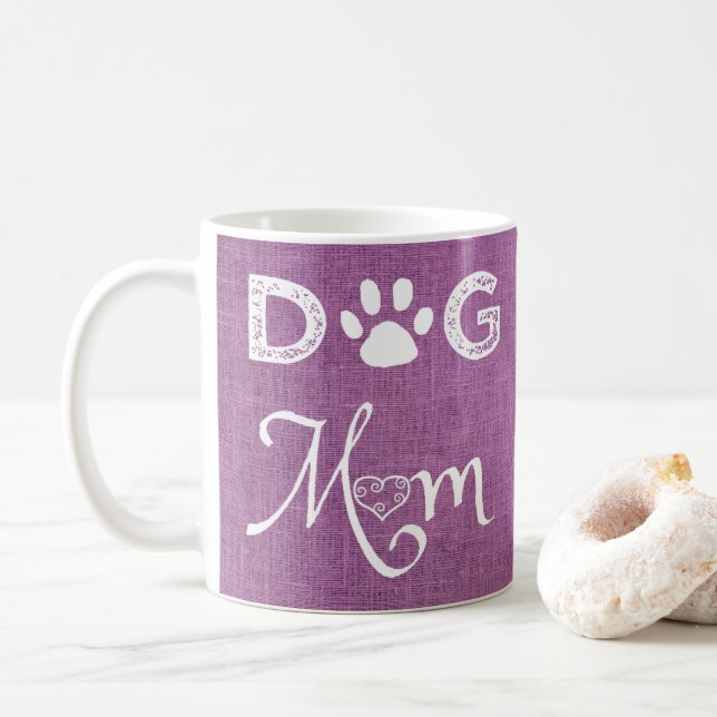 Taza De Café Magenta Burlap Dog Mom Coffee Mug (Con donut)