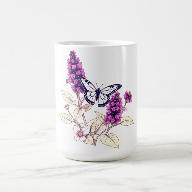 Taza De Café Magenta Butterfly Bush (Centro)