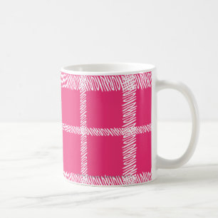 Taza De Café Magenta de la tela escocesa
