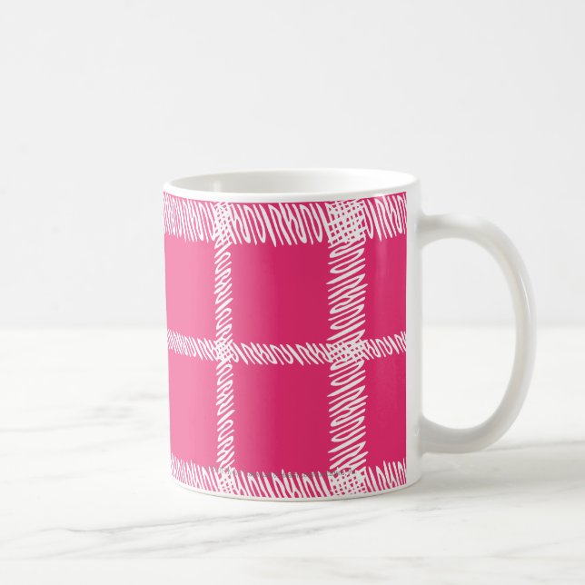 Taza De Café Magenta de la tela escocesa (Derecha)