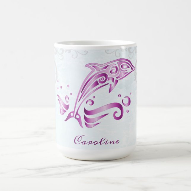 Taza De Café Magenta delfín café personalizado (Centro)