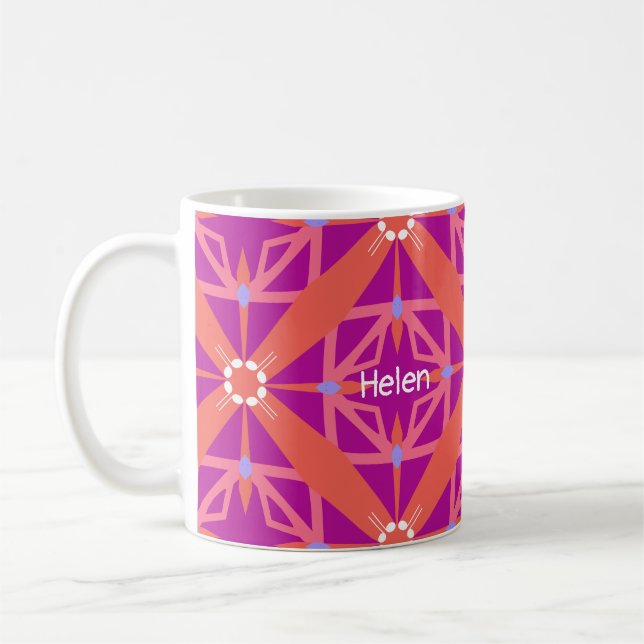 Taza De Café Magenta Key Of Life Kaleidoscope Monograma (Izquierda)