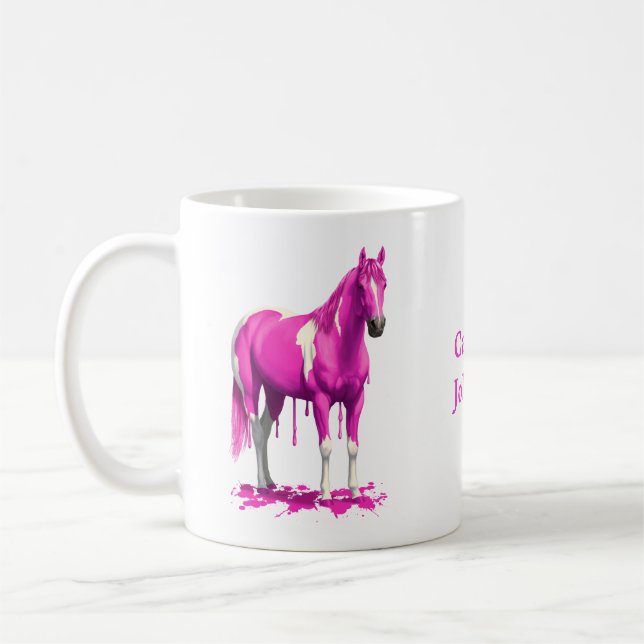 Taza De Café Magenta Pink Drin Wet Paint Horse