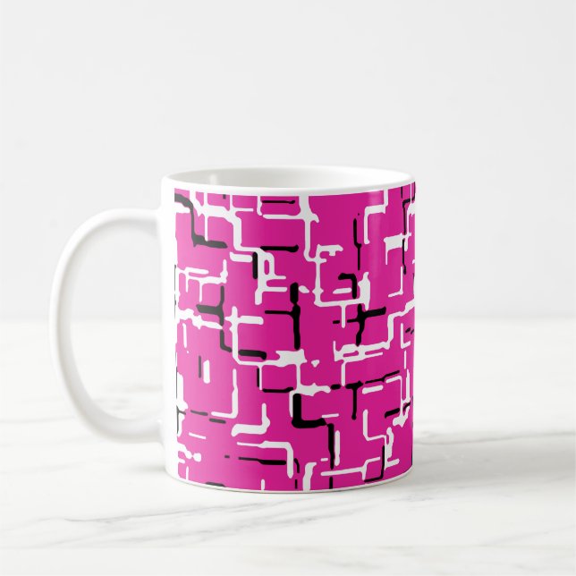 Taza De Café Magenta Purple Pink Black Trendy Pattern (Izquierda)