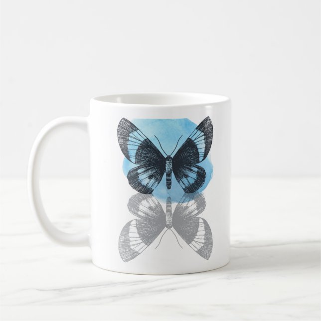 Taza De Café Magia de mariposa azul. (Izquierda)