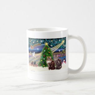 Taza De Café Magia de Navidad - Dos gatos Maine Coon