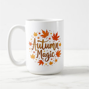 Taza De Café Magia de Otoño Hojas de Otoño Tipografía Estaciona
