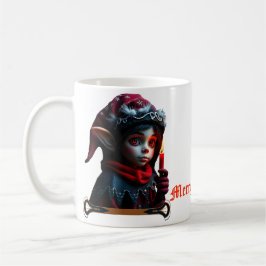 Taza De Café Magia del elfo gótico bajo la luna llena.