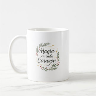 Taza De Café ✨ Magia en Cada Corazón – Caligrafía Navideña 
