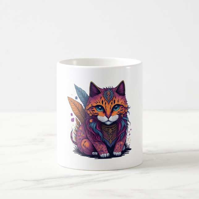 Taza De Café Magic IllustrationWatercolor Cat Boho Cat Watercol (Centro)
