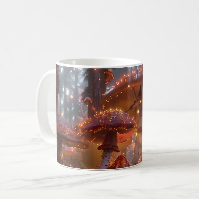 Taza De Café Magic Mushroom Fairy Forest Digital Art (Anverso izquierdo)