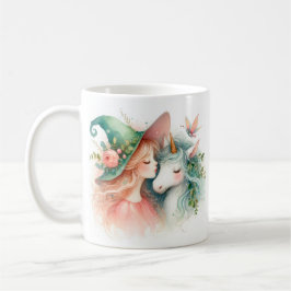 Taza De Café Mágica Bruja Unicornio Mañana Caprichosa Acuarela