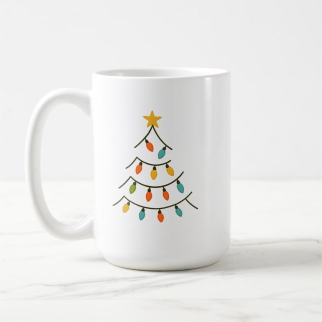 Taza De Café Magical Christmas Light Tree Glow (Izquierda)