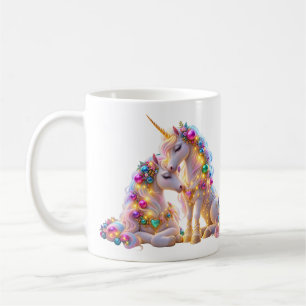 Taza De Café Magical Mother and Baby Unicorn Pastel Rainbow Dec