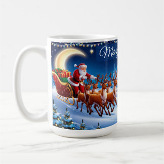 Taza De Café Magical Santa Claus Sleigh Ride con renos