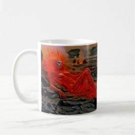 Taza De Café "Magma durmiente" - Retrato de mujer volcánica