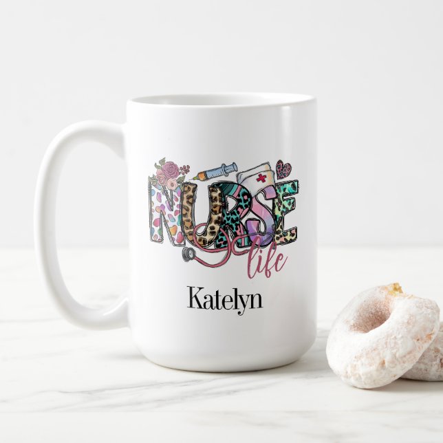 Taza De Café Magnate retro vida tipografía personalizada (Con donut)