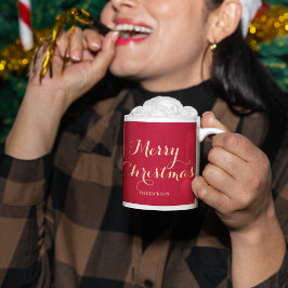 Taza De Café Magnífica escritura tipografía Feliz Navidad Rojo