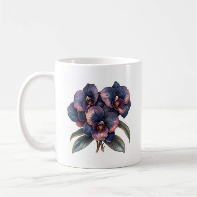 Taza De Café Magnífica orquídea azul y magenta (Izquierda)