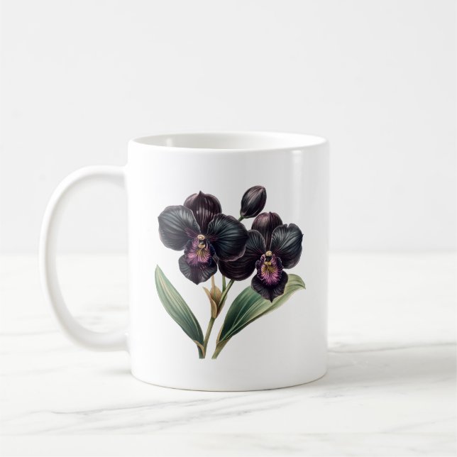 Taza De Café Magnífica orquídea negra y magenta (Izquierda)
