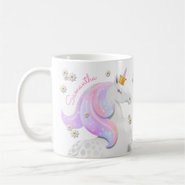 Taza De Café Magnífica princesa rosa de unicornio con cortinas