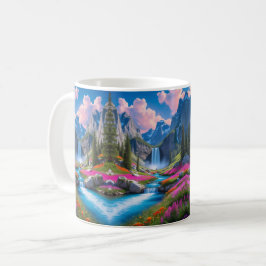 Taza De Café magníficas cataratas y paisaje fluvial