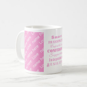 Taza De Café Magníficas mujeres con motivación rosa elegante y