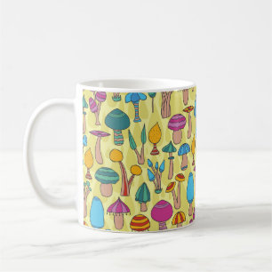 Taza De Café Magnífico Mushrooms Doodle Seamless Pattern