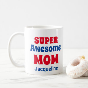 Taza De Café Magnífico nombre tipográfico rojo y azul