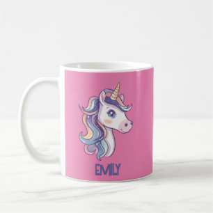 Taza De Café Magnífico pastel de unicornio con nombre de niño