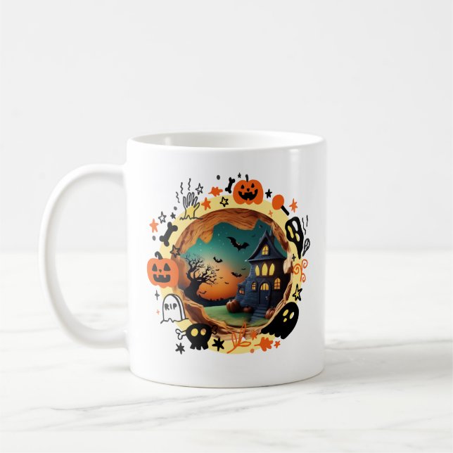 Taza De Café Magnífico portal de Halloween 3D Café Mug (Izquierda)