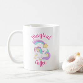 Taza De Café Magnífico unicornio con estrella de tiro arco iris