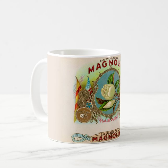 Taza De Café Magnolia Cigar Box Label (Anverso izquierdo)