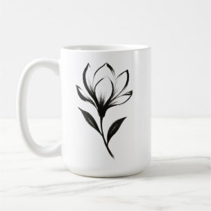 Taza De Café Magnolia de estilo de tinta: diseño floral elegant